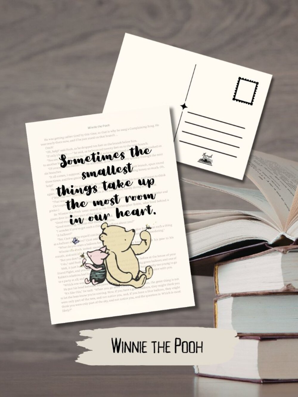 Winnie the Pooh Bookish Book Page Postcard Mini Art Print
